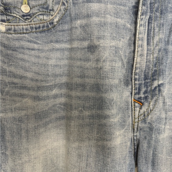 TRUE RELIGION Billy 36 Mid Rise Straight Jeans Light Wash Flap Pockets Men - Picture 7 of 12